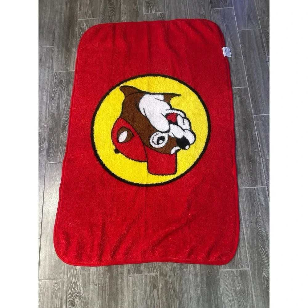Buc-ees Beaver Logo Red Yellow Soft Fleece Throw Lap Baby Blanket Approx 59